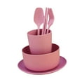 thumbnail image 4 of Lipstore 6 Pieces Reusable Straw Dinnerware Set, Kids Tableware Set, Spoons Forks Plates Pink, 4 of 8