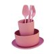 thumbnail image 4 of Juego de vajilla de paja reutilizable de 6 piezas, juego de utensilios, platos, vasos, tenedores y cubiertos, juego de vajilla para niños para Rosa, 4 of 8