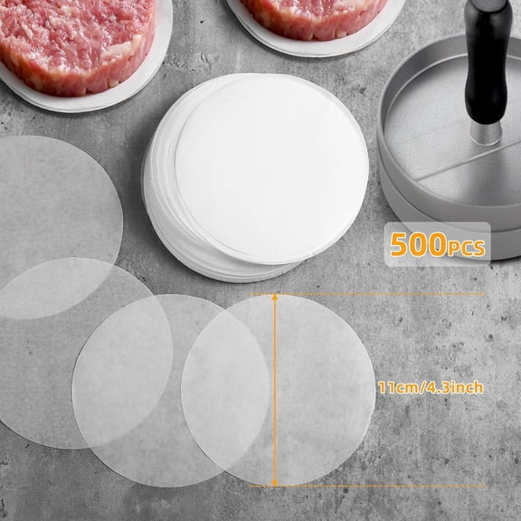 CCOCC 500Pcs Wax Paper 4.3 Inch Non-Stick Hamburger Patty Paper Food Grade Parchment Paper Sheets for Bbq Burger Press Baking,Grill Waxed Stencil Sheet