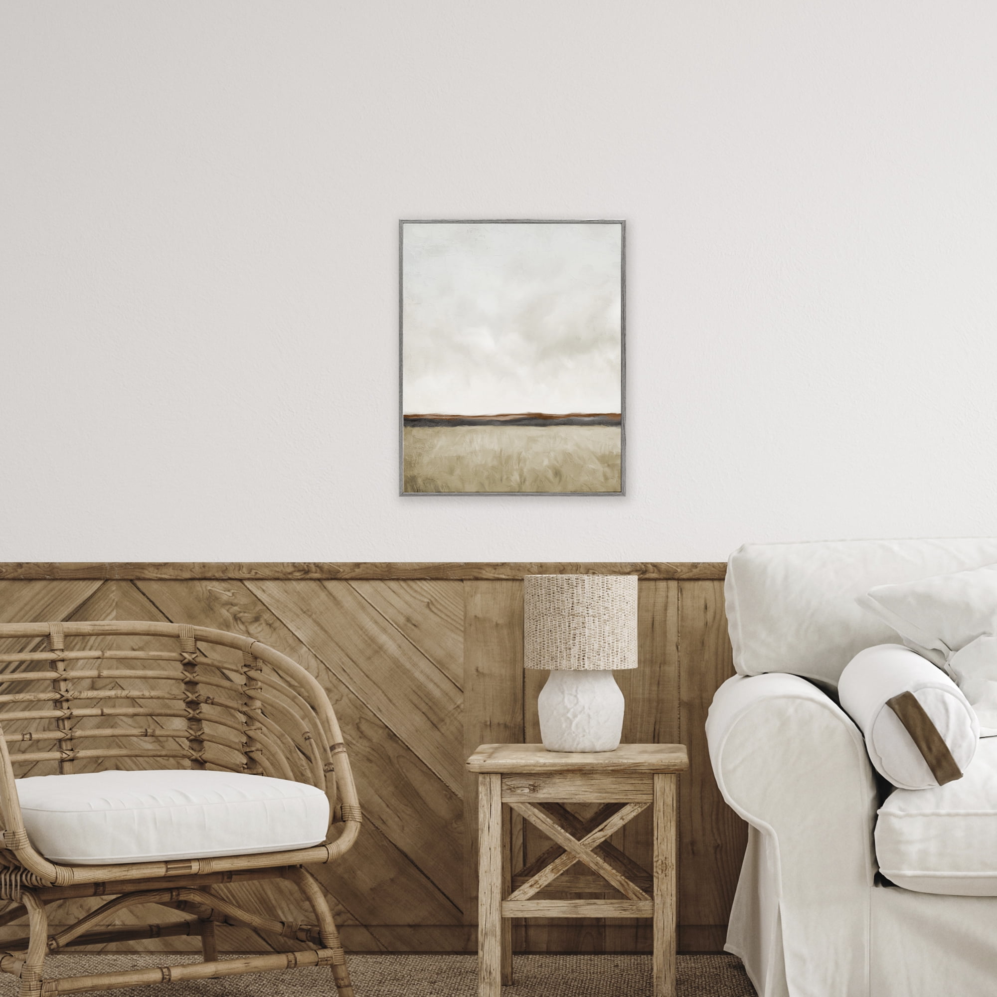 Stupell Industries Distant View in Neutrals Gray Framed Giclee Art, design by Kim Allen