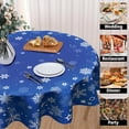 thumbnail image 5 of Winter Blue Snowflake Tablecloth Blue and White Round Tablecloth 60 Inch Snow Winter Table Cloth for Farmhouse Kitchen Decor Polyester Fabric Christmas Table Cover for Holiday Party Outdoor Camping, 5 of 6
