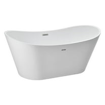 VEVOR Acrylic Freestanding Bathtub, 67 Inch Contemporary Soaking White Tub with Brushed Nickel Overflow and Drain, Elegant Oval Shape Stand Alone Soaker Tub for Modern Bathroom or Remodel Projects