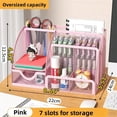thumbnail image 1 of Desk Organizer Creative Metal Pen Holder Pencil File Storage Box 7 Grid Storage Container Office Access, 1 of 4