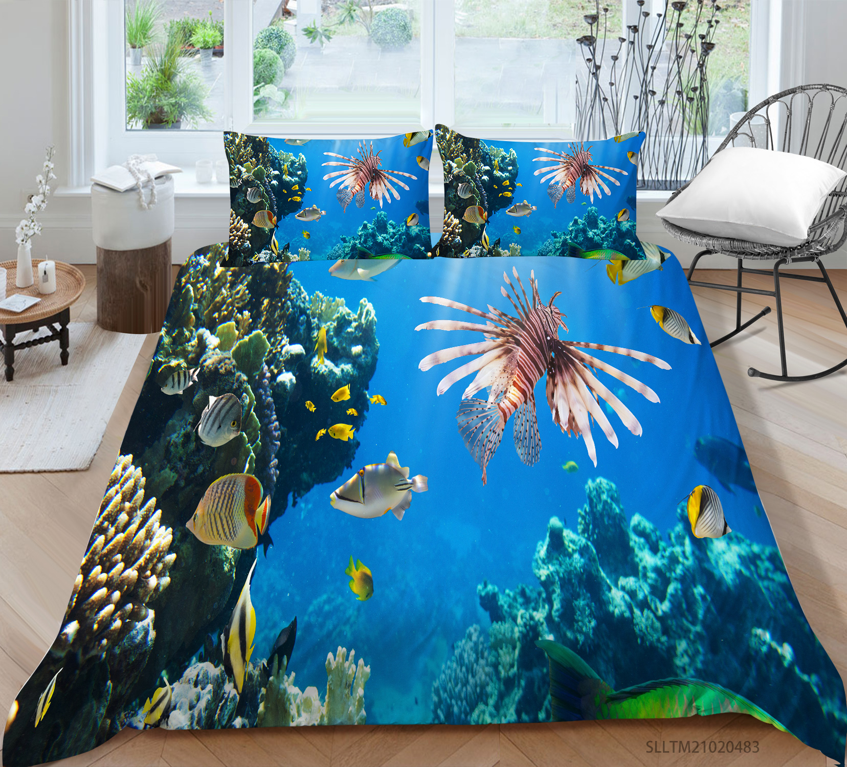 wenjialing Fashionable 3D Sea Printing Duvet Cover Set Highend Bedding