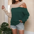 thumbnail image 5 of Womens One Shoulder Long Sleeve Knit Sweater Tops Crewneck Color Block Patchwork Fashion Sweater Pullover for Women Womens Clothes, 5 of 5