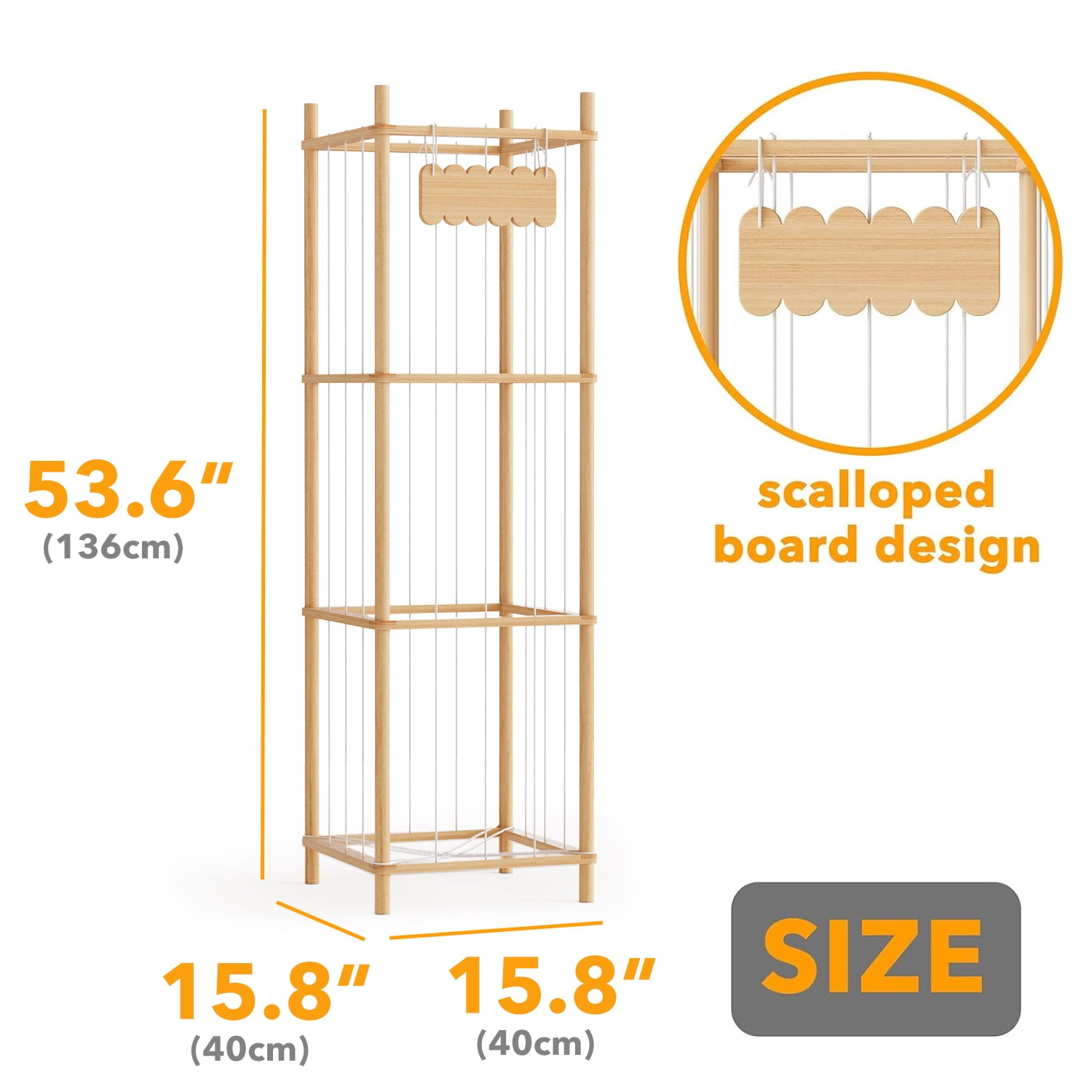 SpaceAid Wood Stuffed Animal Storage Organizer, 15.8" Wide, Natural