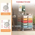 thumbnail image 3 of 15 Drawer Rolling Storage Cart, Drawer Organizer with Wheels, Scrapbook Paper Office School Organizer,Deep Multicolor, 3 of 7