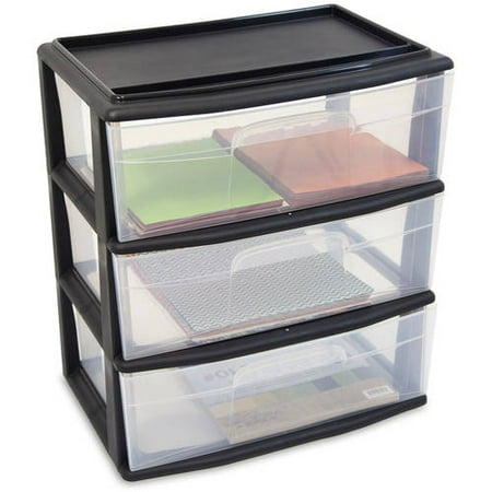 Homz Large 3 Drawer Wide Cart, Multiple Colors