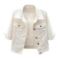 thumbnail image 1 of Veste en Denim pour Femme à Manches Courtes, Cape Décontractée Légère et Stylée pour le Printemps et l'Été, 1 of 2
