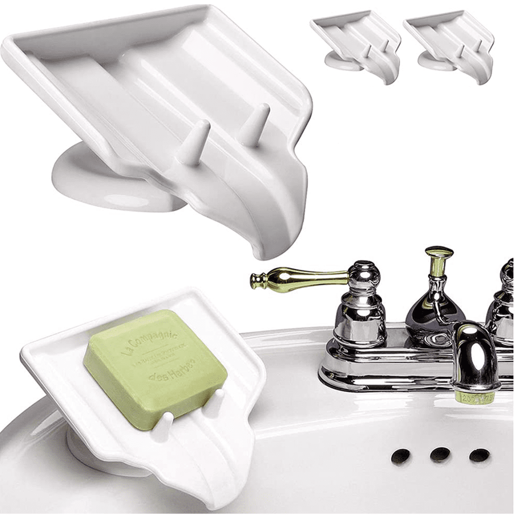 2PCS Soap Dish Tray Saver Holder Drainer Shower Waterfall for Bathroom Kitchen 