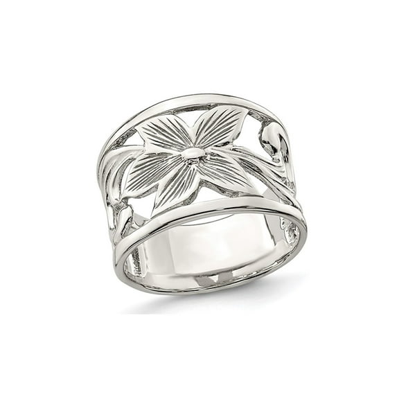 Gem & Harmony Ladies Sterling Silver Flower Ring for Women