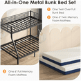 thumbnail image 5 of Kdymod Twin over Full Bunk Bed Set with 6" Mattresses Included,Twin Full Bunk Beds Frame with Memory Foam Mattresses,Heavy Duty Metal Bunk Bed with Guardrail & Ladder for Teen & Adults,Black, 5 of 8
