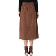 thumbnail image 3 of INSPIRE CHIC Corduroy Midi Skirt for Women's Elastic High Waist Pockets Casual A Line Skirt M Dark Brown, 3 of 6