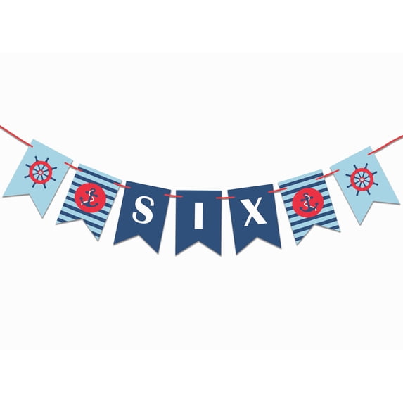 Inkdotpot Ready To HangI Am SixBirthdayBaby BoyBuntingPennant Banner PirateBirthday Party DecorationsFlag Banner