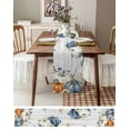 thumbnail image 6 of Blue Pumpkin Fall Burlap Cotton Table Runner 13x70 Inches Long, Thanksgiving Eucalyptus Leaves Gray Wooden Farmhouse Table Runners, Outdoor Dining Tablecloths Decor for Baby Shower/Party/Wedding, 6 of 6