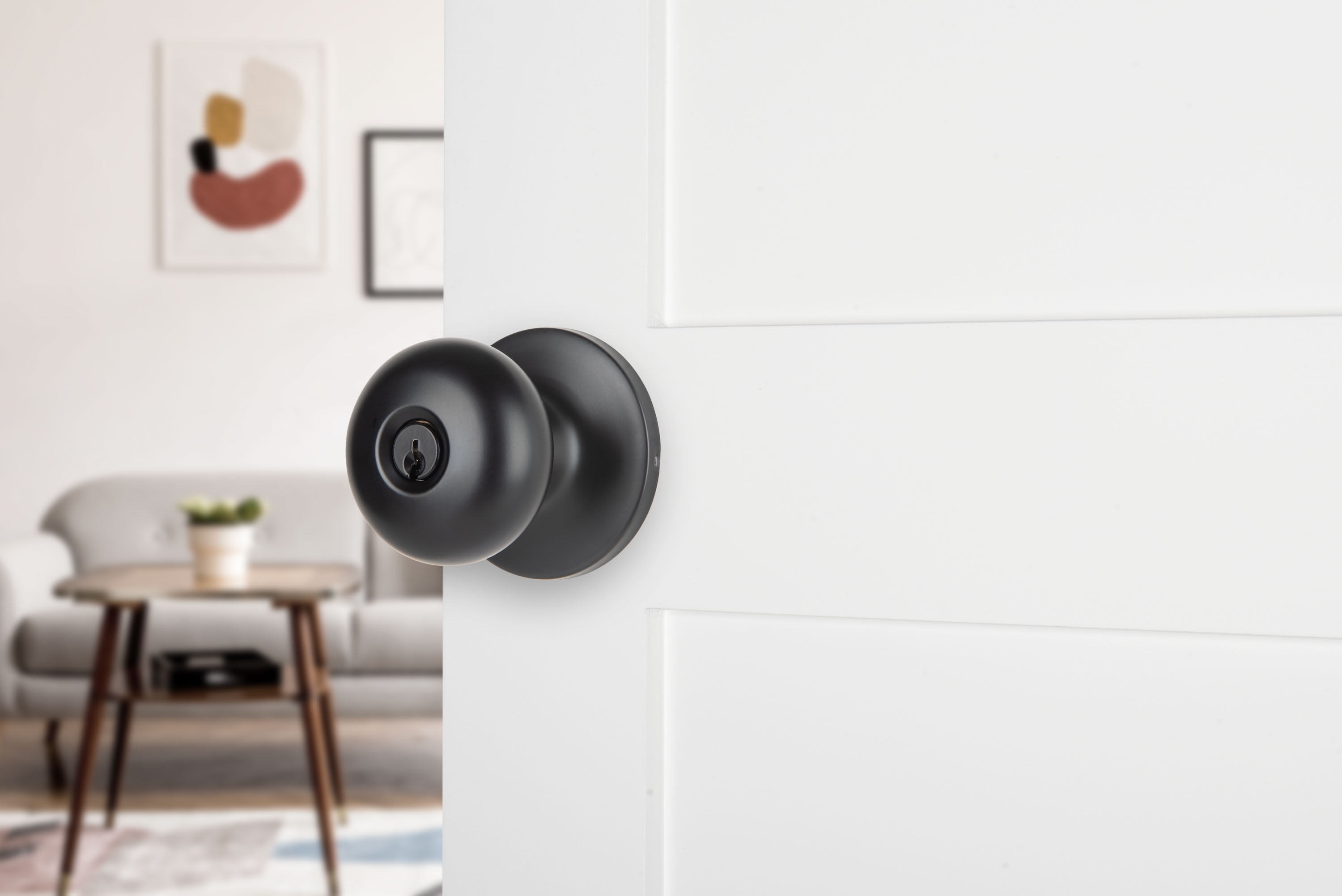 Brinks Matte Black Mushroom Doorknob, Keyed Entry, 1-Piece