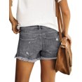 thumbnail image 3 of luvamia Women's Mid Waist Cut Off Jeans Summer Ripped Denim Jean Shorts Foxy Gray Size M, 3 of 5