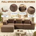 thumbnail image 5 of Pinmoco 111.5" Sectional Sofa Couch with Ottoman, Modular Boneless Cloud Couch with Deep Seats, Corduroy Upholstery, 4-Seater Comfy Sofa for Living Room, No Assembly Needed, Brown, 5 of 9