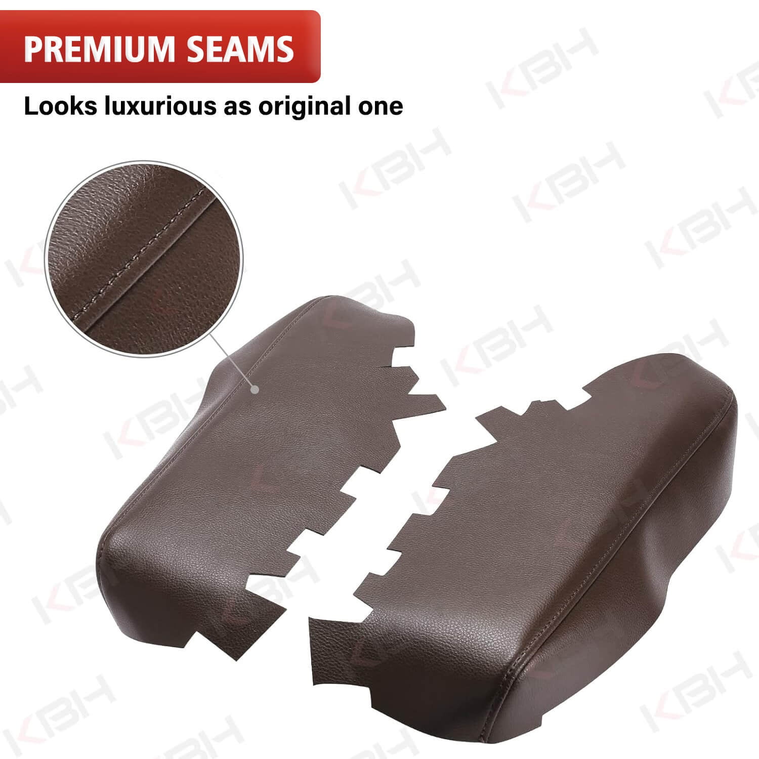 KBH Front Door Panel Armrest Cover Replacement for Toyota Avalon 2013-2018, Anti-Scratch Leather Arm Rest Skin Upholstery, 1 Pair, Brown (Leather Part Only)