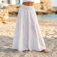 thumbnail image 4 of Vynhevius Women's Smocked Waist Tiered Maxi Skirt Solid Summer Beach Casual Flowy Long Skirts, 4 of 5