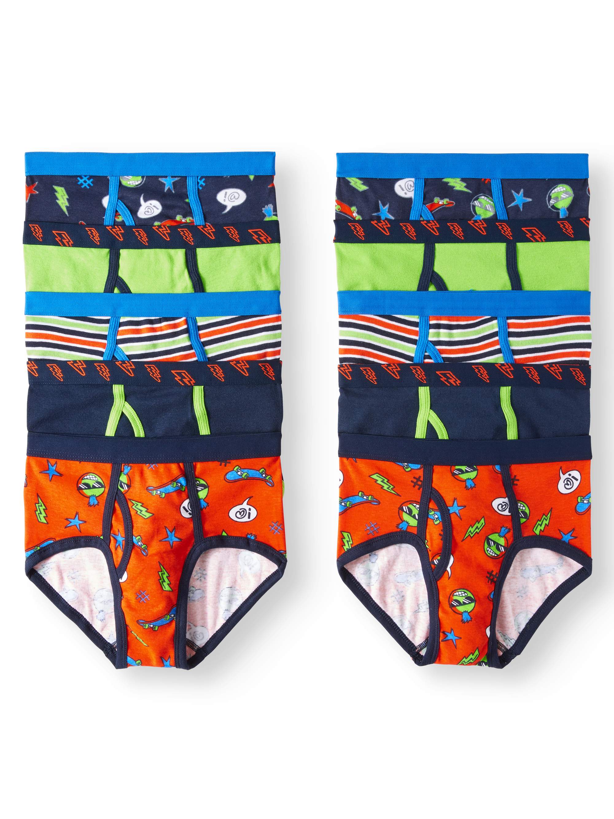 Wonder Nation Boys Underwear, 10 Pack Printed Briefs Sizes 6/7 - 14/16 - image 1 of 3