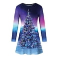 thumbnail image 3 of WaiiMak Robe de Mode pour Femmes Imprimé Arbre de Noël Manches Longues Col Rond, 3 of 4