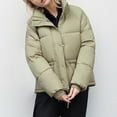 thumbnail image 3 of Warm Women's Short Jacket With Stand Collar Thick And Cozy Winter Coat Loose Fit Bread Jacket For Cold Weather Petite for Women Womens Utility Jacket Hooded Women S Coats And Jacket Womens Utility, 3 of 5