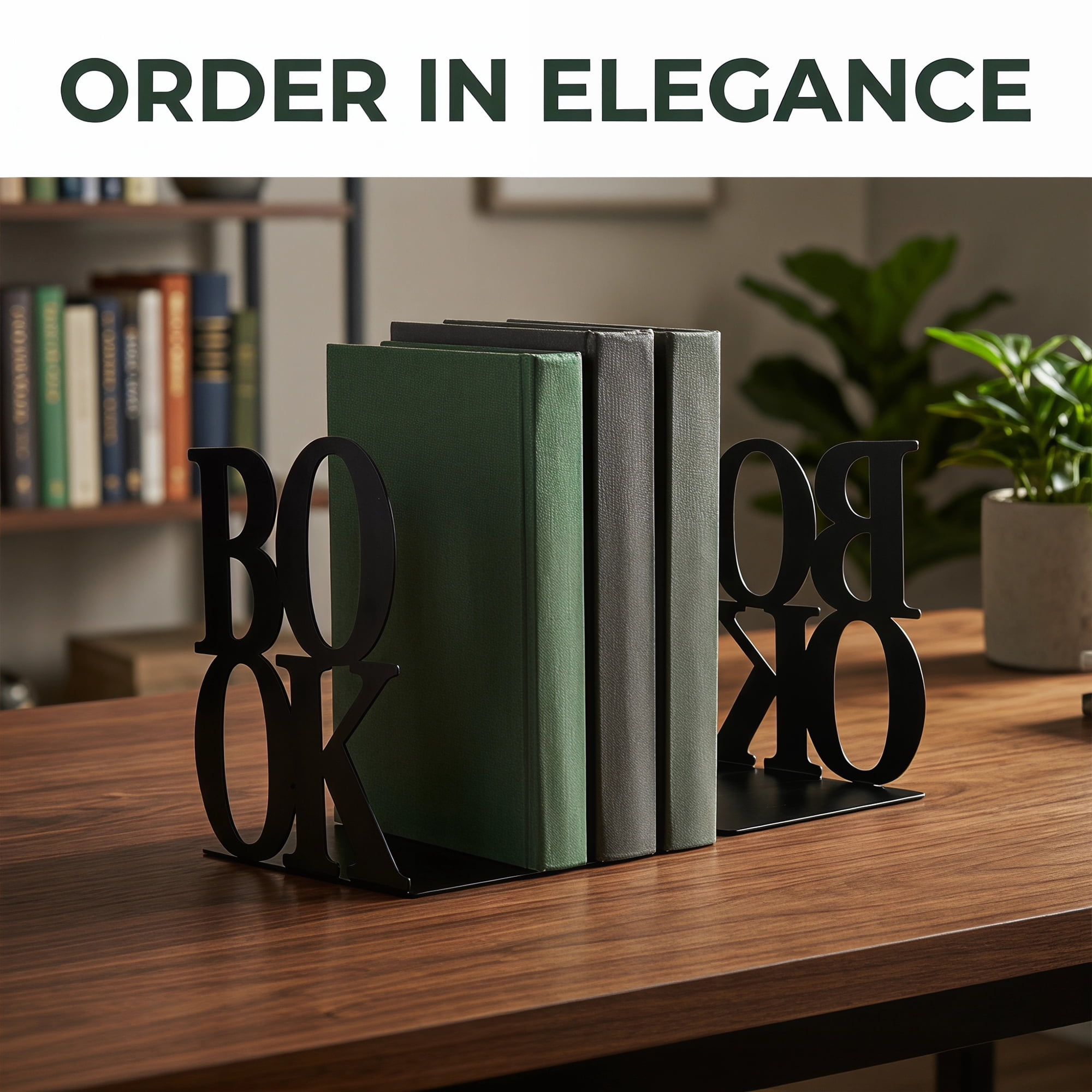 Unique Bargains Modern Geometric Metal Bookends for Office Black Style A 4.7"x4.7"x5.5"