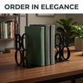 thumbnail image 3 of Unique Bargains Modern Geometric Metal Bookends for Office Black Style A 4.7"x4.7"x5.5", 3 of 5