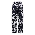 thumbnail image 6 of WTOBBY Women's Printed Wide Leg Pants with Floral High Waist Drawstring Loose Casual Trousers and Functional Pockets for Everyday Fashion ,White L, 6 of 6