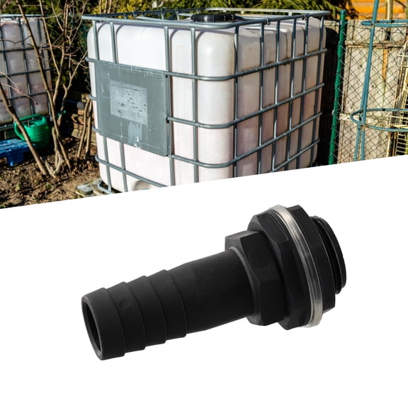 Water Butt Tank Overflow Connector 1 inch Pipe Fitting with Nut & Washer for Rain Barrel Storage System, 3/4" BSPM Thread to 1" Barb, Adapter for Garden Watering Equipment