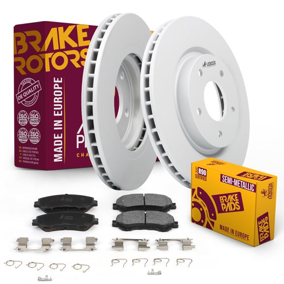 Metrix Premium Chassis Parts - Front Semi-Metallic Disc Brake Pad Set & Vented Brake Rotor Kit Fits 2014-2020 Nissan Rogue, 2017-2021 Nissan Rogue Sport, Made in Europe