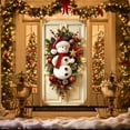 thumbnail image 4 of Cubierta navideña para puerta con diseño de muñeco de nieve | Tela para colgar puertas navideña de 89 x 180 cm | Decoración festiva para pared y puerta con estampado de muñeco de nieve | Tejido d, 4 of 5