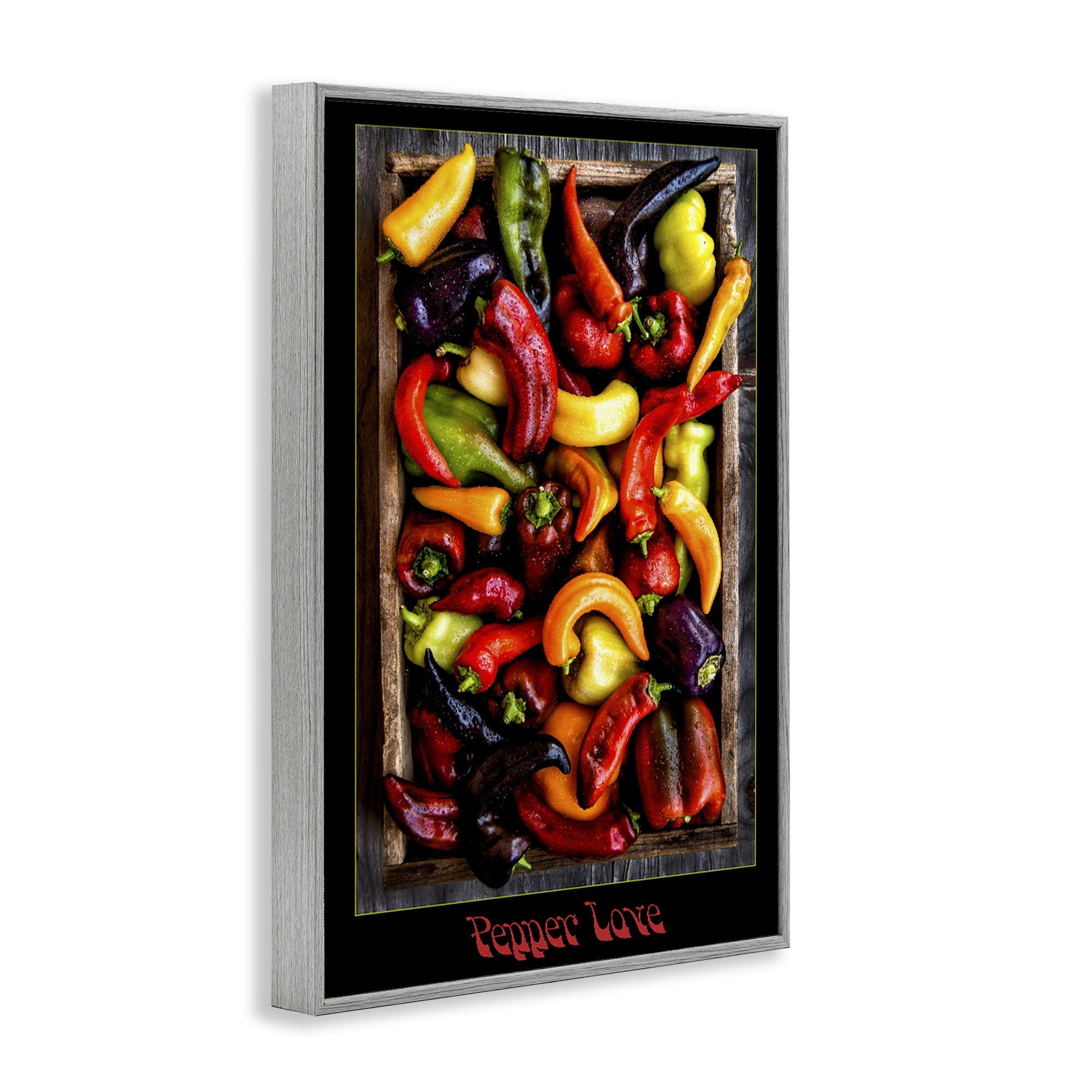 Stupell Industries Pepper Love Vibrant Vegetables Gray Framed Giclee Art, design by Carl Kravats