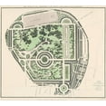 thumbnail image 2 of Basire, James 22x20 Black Ornate Wood Framed with Double Matting Museum Art Print Titled - Marybone Park Farm Plan, 2 of 4