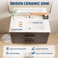 thumbnail image 3 of Yiwa 30 Inch Wall-Mounted Bathroom Vanity, Modern Floating Cabinet with Ceramic Basin and Two Gold-Handle Storage Drawers, 3 of 6