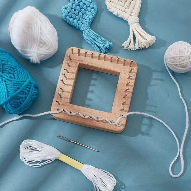 Telar Cuadrado, Tablero De Bricolaje De Madera Mini Tabla De Tejer Herramientas De Costura De Ganchillo Con Ganchos No Desmontables, Para Hacer Cojines Bufandas Sombreros Chales