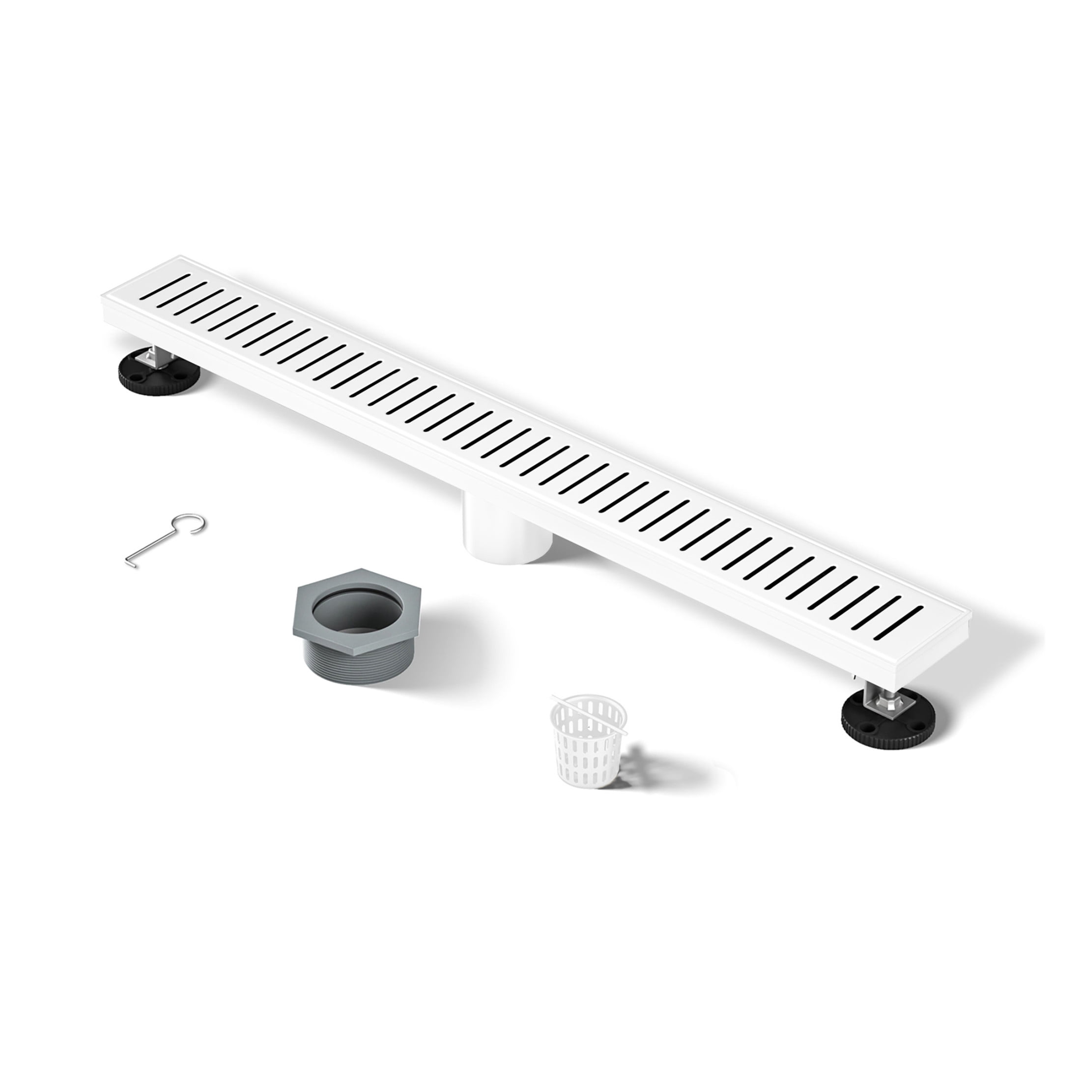 Voltaire 24" Stainless Steel Linear Shower Drain in Matte White