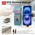 thumbnail image 4 of for iPhone 15 Pro Max Folio Flip Wallet Case, PU Leather Zipper Pocket Card Slots RFID Blocking Wristband Bracket, with Diamond Finger Ring Full Body Protection for iPhone 15 Pro Max - Blue, 4 of 10
