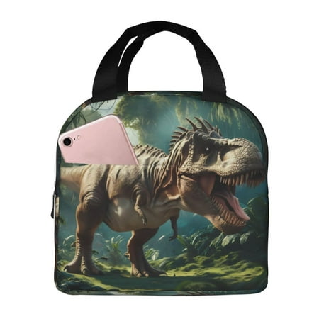 Insulated Lunch Bag for Women Men - Green Forest Dinosaur Leakproof Cooler Lunch Box for Women Men  Lunch Tote Bags for Work School Picnic Travel