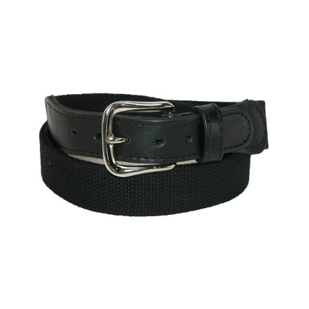 Men's Cotton Web Belt with Leather Tabs