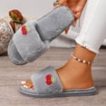 thumbnail image 2 of Taqqpue Open Toe Slipper for Women Women Fashionable Casual Winter Open Toe Home Friendly Soft Cotton Flat Slippers Fuzzy House Slippers Gift for Women, 2 of 8