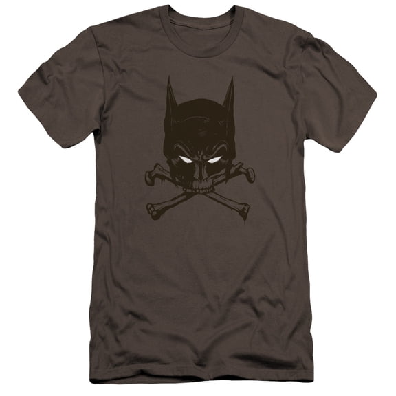 Batman Bat And Bones Premium Canvas T-Shirt Adult Slim Fit 30/1-Charcoal