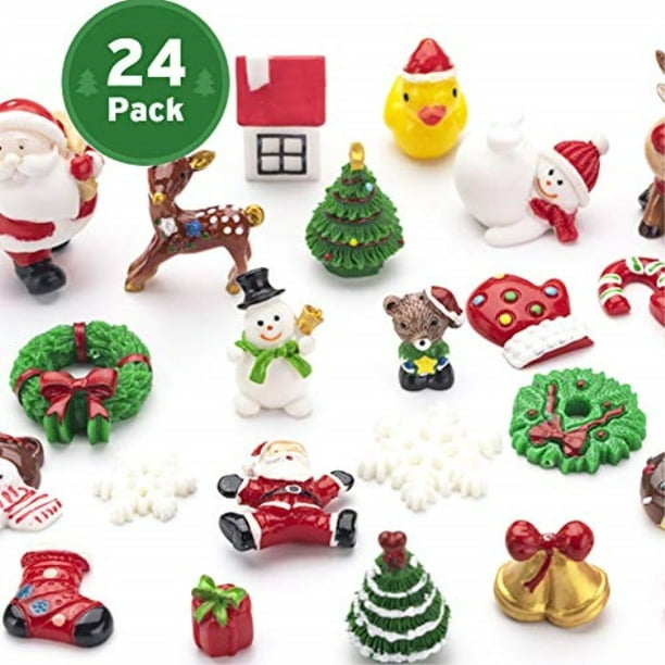 mini christmas ornaments, sooez set of 24 cute miniature resin