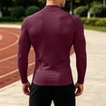 thumbnail image 4 of Men Solid Color Neck Compression Long Sleeve Shirt, Slim Fit Stretchy Athletic Base Layer Top for Gym Running Workout Daily Casual Wear(,XXL), 4 of 6