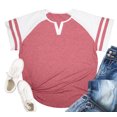 thumbnail image 4 of YI XIANG RAN Plus-Size Shirt for Women Summer V Neck T Shirts Raglan Striped Sleeve Tees Color Block Top XL-4XL, 4 of 5