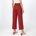 thumbnail image 5 of Linen Red Crop Pants for Women Lightweight High Waist Drawstring Bell Bottom Comfy Capri Pants Elastic Stretch Summer Gauze Pants with Pockets S, 5 of 7
