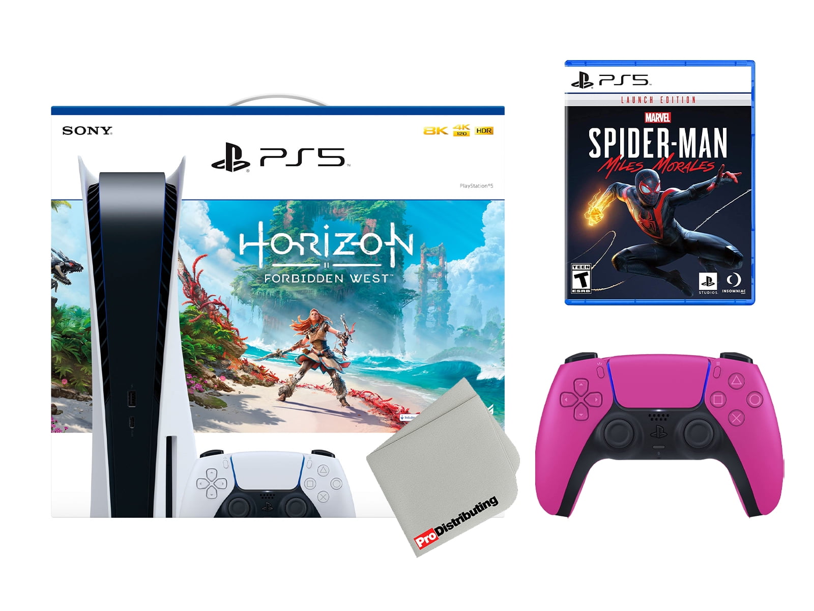 Sony Playstation 5 Horizon Forbidden West Bundle (PS5 Disc) with Extra  Purple Controller, Marvel's Spider-Man: Miles Morales and Cleaning Cloth