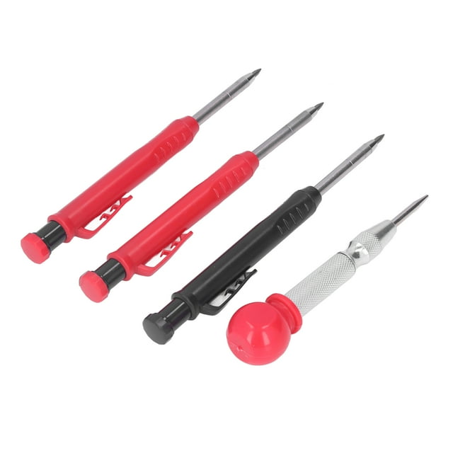 Solid Carpenter Pencil, Deep Hole Mechanical Pencils Less Tired Easy To Hang Clip Design High Efficiency With Refills Center Punch For Construction
