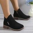 thumbnail image 5 of Mepaouo Fashion Ankle Boots Women Low Heel Leather Stitched Ankle Booties Western Ladies Casual Shoes, 5 of 7
